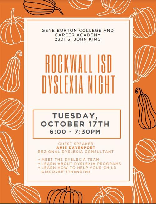 October 17 Dyslexia Night